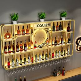 Unique Commercial Bar Cabinet Holder Restaurant Wall Mounted Liquor Wine Cabinets Industrial Cocktail Barra De Vino Furniture