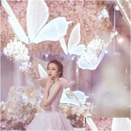 Party Decoration Romantic Wedding Ceiling Led Luminous Butterfly Magic Hanging Ornament Props Amazing Glowing Event Road Lead T Stat Dhtew