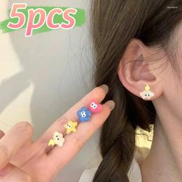 Stud Earrings Cute Set Korean Girls Sweet Trendy Cartoon Colors Resin Earring Luxury Asymmetric Small Ear Studs Jewelry