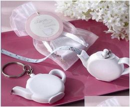 Party Favour Love Is Brewing Teapot Plastic Measuring Tape Keychain Portable Mini Key Chain Wedding Christmas Gift Favours Za1221 Dr4732149