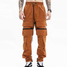 Premium Quality 100%polyester Mens Cargo Pants Sports Gyms Trouser New Fashion Multi Pocket Loose Track