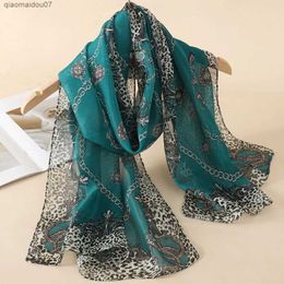 Shawls New Fashion Printing Design Womens Silk Scarf Shawl Elegant Headband Comfortable Bandage Headband Chiffon Muslim Packaging ScarfL2404