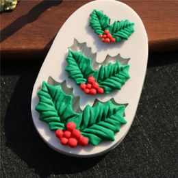 Weihnachten Holly Dekoration Fondant Kuchen Silikon Schimmelplatte Trauerform Formen Kekse Gebäck Kekse Schimmel DIY -Kuchen Backwerkzeuge