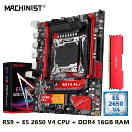 Motherboards MACHINIST X99 Kit Xeon Motherboard E5 2650 V4 CPU Processor LGA 20113 Set 16GB DDR4 Memory RAM fourchannel NVME M.2 MATX RS9