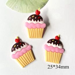 12Pcs Sweet Cup Cake Rubber Flatback Supplies DIY Hat Headwear Hair Clips Bows Centre Jewellery Making Phone Shell Accessories