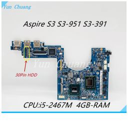 Motherboard MBRSE01002 For Acer Aspire S3 S3951 S3391 MS2346 Laptop Motherboard 112242 48.4QP03.021 With i5 i7 CPU 4GBRAM 30pin HDD Used