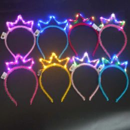 1pcs Women Girl LED Glow Cat Bunny Ear Hairband Light Up Headband Flower Wreath Party Bridal Gift Birthday Christmas navidad