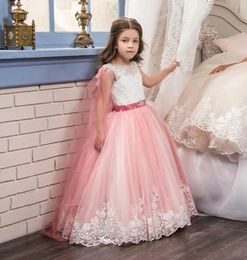 Princess Long Turquoise Dresses for Girl 8 12 with Cape Puffy Tulle Children Graduation Ball Gown Pageant Dress for Girls Glitz4344993