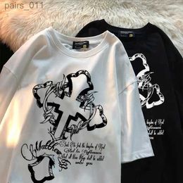 Men's Casual Shirts Ultra fine mens T-shirt Y2K Grunge 2022 Summer Gothic Clothing Loose Printed Street Harajuku yq240409