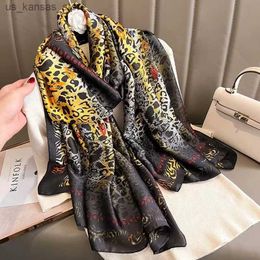 Scarves 180X90CM Print Silk Scarves Satin Shawls female women Popular Letter Beach lady Towel Fashion Long Bandanna foulard wrap muffler240409