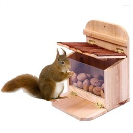 Other Bird Supplies Wooden House Squirrel Feeder Large Capacity Chipmunk Box For Pet Outside Yard Garden Outdoors