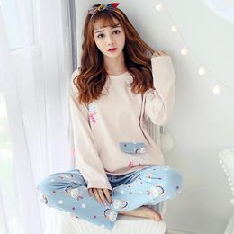 Home Clothing Cotton Pyjamas Sets For Women 2024 Autumn Winter Long Sleeve Pyjama Girls Cute Cartoon Homewear Lounge