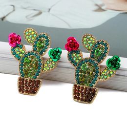 Stud Earrings Fashion Cute Cactus Shape For Women Unique Design Unusual Elegant Ear Accessories Luxury Fine Statement Jewelry