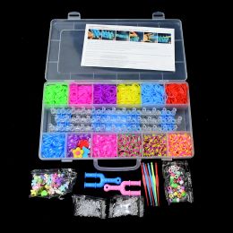 1800pcs Elastic Rubber Loom Bands DIY Tool Set Box Weave Bracelet Handicraft Girl Gift Children Kids Toys for Teenage 8 10 Years