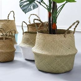 2024 OSCRASS WICKER CAMBINO CAMBINO RATTAN CHE PROCESSO PER POTTO POTTO FLOORE CEST BAMBINE CESTA MIMBRE DECORAZIONI DEL GARDENE HAST1.Cestino di vimini per piante sospese