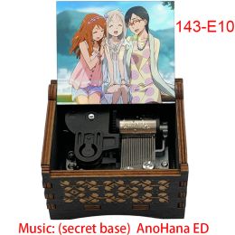 Anime Nohana The Flower We Saw That Day Wooden Music Box Silver Metal Automatic Movement New Year Holiday Gifts for Friends