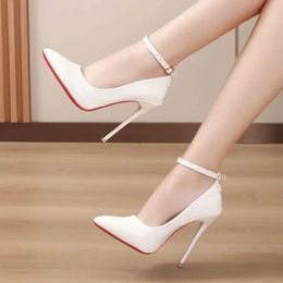 Dress Shoes Sexy single button high heels fashionable 12cm super womens party pumps large toe thin 2024 H240409 0COT