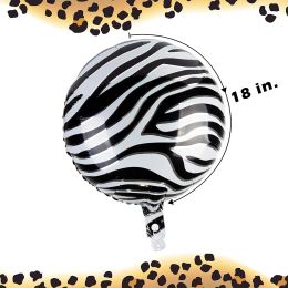 20Pcs 18inch Animal Stripe Foil Balloons Tiger leopard Zebra 4D Helium Foil Balloons Jungle Decor One First Birthday Party Decor