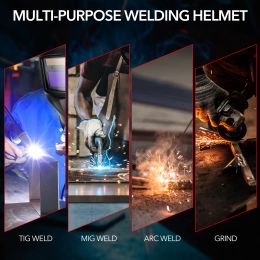 Welding Helmets Auto Darkening True Colour Welding Mask 2 Arc Sensor Wide Shade 9-13 Welder Helmet with Grinding