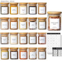 Food Jars Canisters 2.5oz 10/20Packs lass Jars Set Cylinder Spice Jars with Bamboo Lids and Customised Labels Food Storae Container Canisters L49