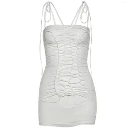 Casual Dresses Women's Summer Bodycon Mini Dress Sleeveless Tie Strap Hollow Out See-Through Club