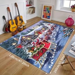 Christmas Santa Claus Elk Carpet for Living Room Decor Sofa Table Large Area Rugs Kitchen Hallway Balcony Rugs Bedroom Doormat