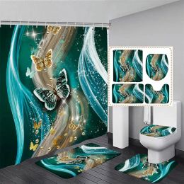 Butterfly Shower Curtain Abstract Art Pattern Simple Modern Style Home Bathroom Polyester Fabric Shower Curtains Bathroom Decor