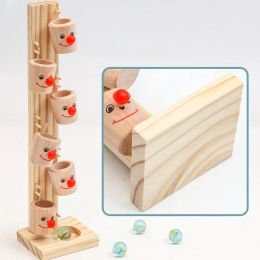 New Baby Montessori Clown Pattern Wooden Blocks Tree Marble Ball Run Track Game Children Intelligence Educational Toy Kids Gifts