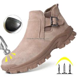 Boots Antispark Welder Shoes Men Steel Toe Rubber Antismash Wearresistant Work Safety Boots Male Protective Work Shoes High Top