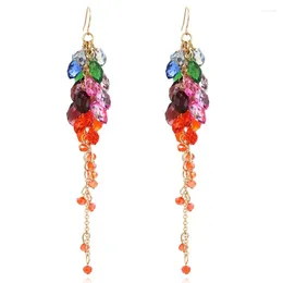 Dangle Earrings Long Crystal Flower Tassel For Woman Temperament Handmade Beads Female