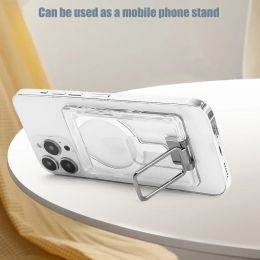 Clear Magnetic Phone Card Holder Stander For MagSafe Wallet Kickstand Phone Grip Card Slot for iPhone 15 14 13 Samsung S23 S24