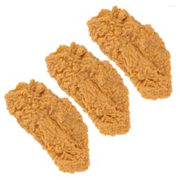 Decorative Flowers 3 Pcs Drumstick Simulated Chicken Wings Steak Pography Prop Pvc Fried Food Model