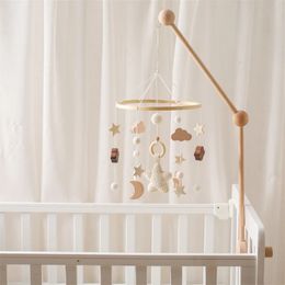 Baby Rattle Toy Wooden Bed Bell Bracket Mobile Hanging Toys Hanger Crib Wood Holder Arm 240409