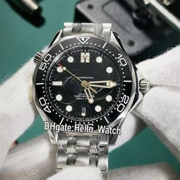 GDF New Diver 300M 007 James Bond 50th Black Texture Dial Miyota 8215 Automatic Mens Watch 210 22 42 20 01 004 Black Bezel SS Band253K