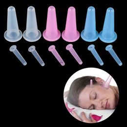 Face Massager 4x Silicone vacuum cupping cans for face neck massage anti cellulite suction cup 240409