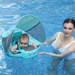 Mambobaby Non Inflatable Baby Swimming Float Sunvisor Foot Pad Seat Float Baby Swimming Toys Fun Boys Girls Gift 240403