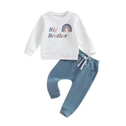 Big Brother Little Brother Matching Outfit Long Sleeve Crewneck Sweatshirt Jogger Pants 2Pcs Set Fall Outfit
