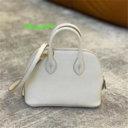 Bolide Leather Handbag Trusted Luxury Womens Bags 2024 New Goat Pattern Head Layer Mini Bowling Bag Simple Shell Bag One Shoulder Crossbody Ba have logo HBOXD1