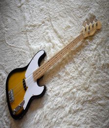 Factory Black and Yellow 4 strings Electric Bass Guitar with Maple FretboardChrome HardwareWhite PickguardS Pickupbe Customize1284149