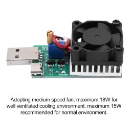 15W 18W 22.5W DC 3.7V-13V Electronic Test Load Resistor USB Battery Discharge Capacity Tester with Fan Adjustable Current Module