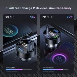 66W Car Charger Fast Charging 4-port USB Type C QC 3.0 Fast Charging for Various Phone Models