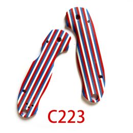 1pair Custom G10 Stripe Pattern Folding Knife Handle Patches for Original Para3 C223 Knives Patch Material DIY Accessories