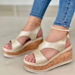 Dress Shoes Women's Open-toed Sandals Casual Platform Wedge High Heels Elegant Sexy No. 43 Summer