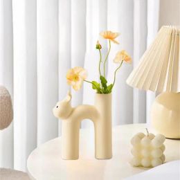 Creative Modern Resin Vase Tubular Cat Aesthetic Flower Vase Living Room Flower Arrangement Home Decoration