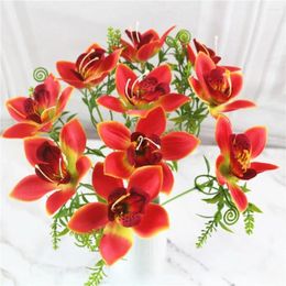 Decorative Flowers Home Decoration Wedding Arrangement Pography Props Vase Accessories Fake Flower Artificial Orchid Silk Desk Ornaments