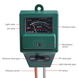 PH Tester Meter Soil Moisture Humidity Meter Sunlight Light Monitor Hydroponics Flower Garden Plant Acidity Hygrometer 3 In 1