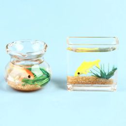 1:12 Dollhouse Miniature Glass Fish Tank Bowl Aquarium Doll House Home Ornament Toy For Dollhouse Decorz Random Colour 2*2.5cm