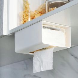 KindFuny Bathroom Wall-mounted Plastic Tissue Box Kitchen Wet Wipe Holder Napkin Paper Case Punch-free Masks Storage Box