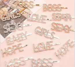 15 styles Silver Gold Letter Word Rhinestone Crystal Hairpin Hairgrip Hairclips Hair Clip Grip Pin Barrette Ornament Hair Accessor6876197