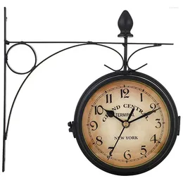 Wall Clocks Retro Clock Double-Sided European Antique Style Creative Classic Hanging Wrought Iron